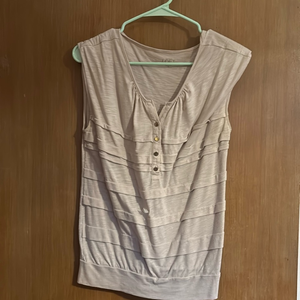 Ann Taylor Loft Blush Pink shirt with Gold buttons